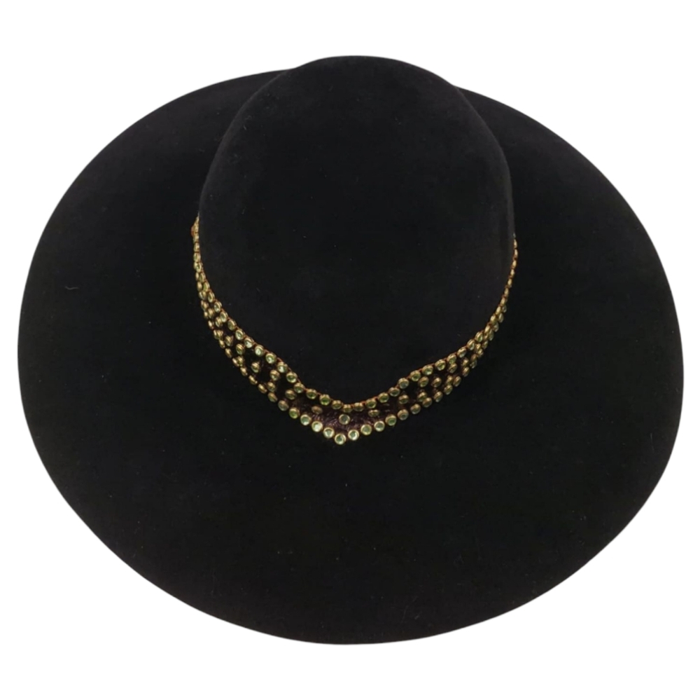 Serendipity Rhinestone Embellished Black Hat